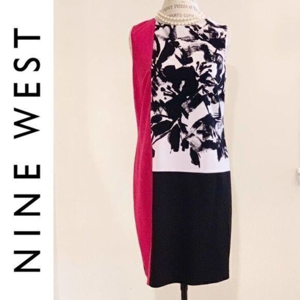 NINE WEST EUC Color Block Office Sheath Dress US 8